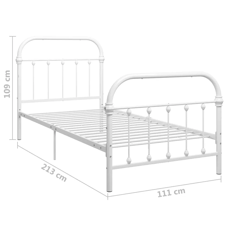 Cadre de lit sans matelas blanc métal 100x200 cm - 6