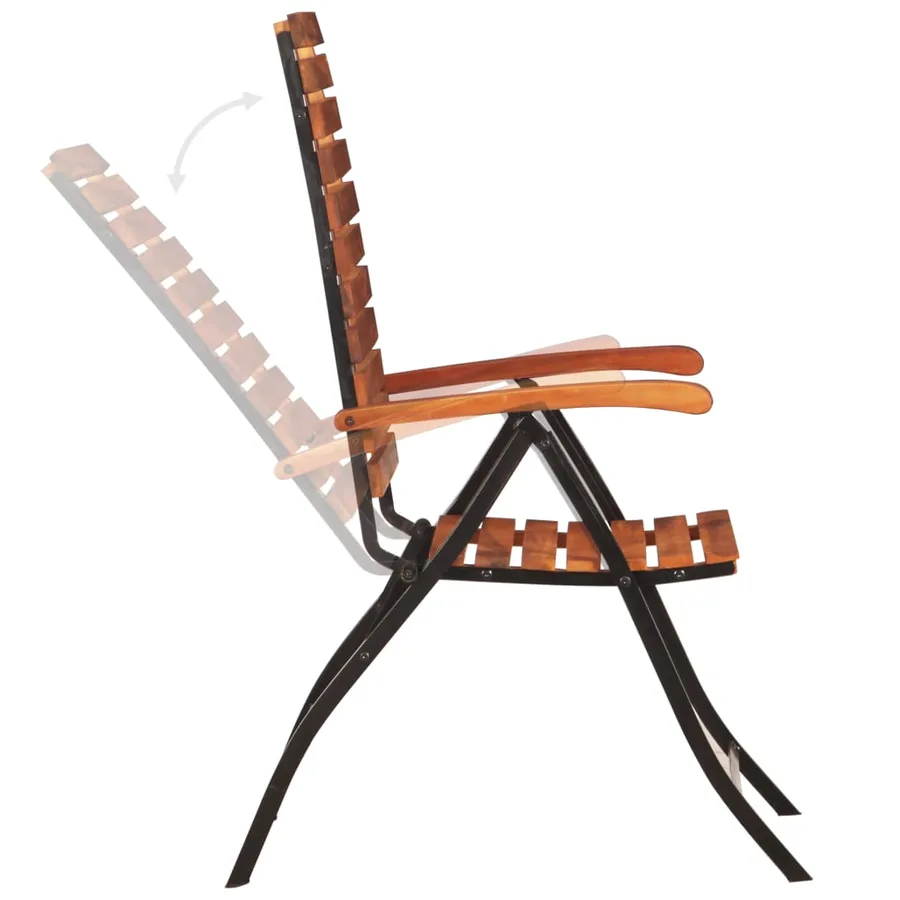 Chaises inclinables de jardin lot de 2 Bois solide d'acacia - 4