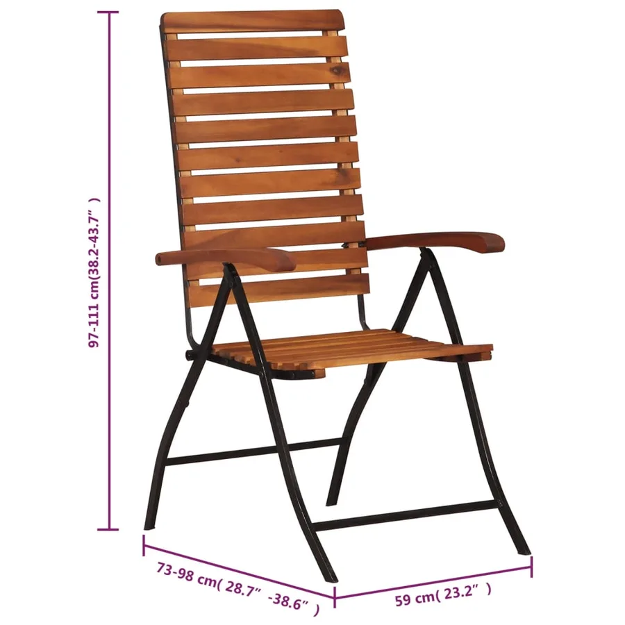 Chaises inclinables de jardin lot de 2 Bois solide d'acacia - 8