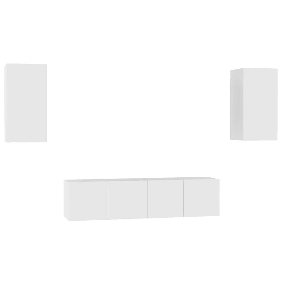 Ensemble de meubles TV 4 pcs Blanc Bois d'ingénierie - 2