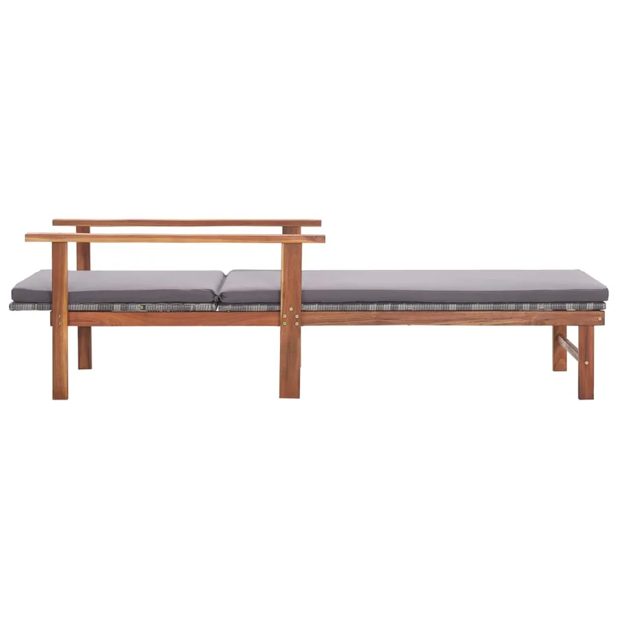 Chaise longue et coussin Résine tressée et bois d'acacia Noir - 13