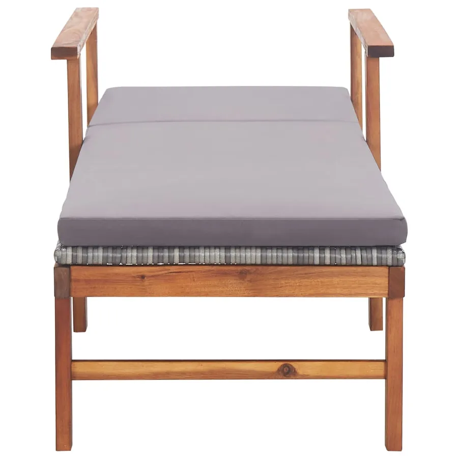 Chaise longue et coussin Résine tressée et bois d'acacia Noir - 17