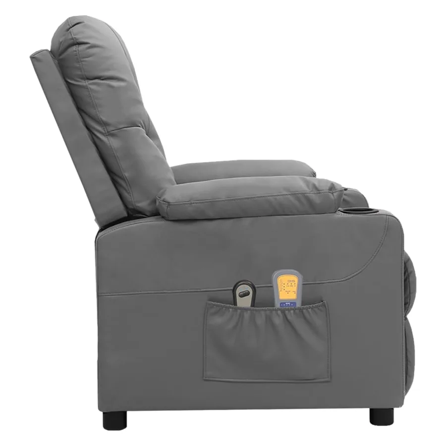 Fauteuil de massage électrique Gris Similicuir - 4