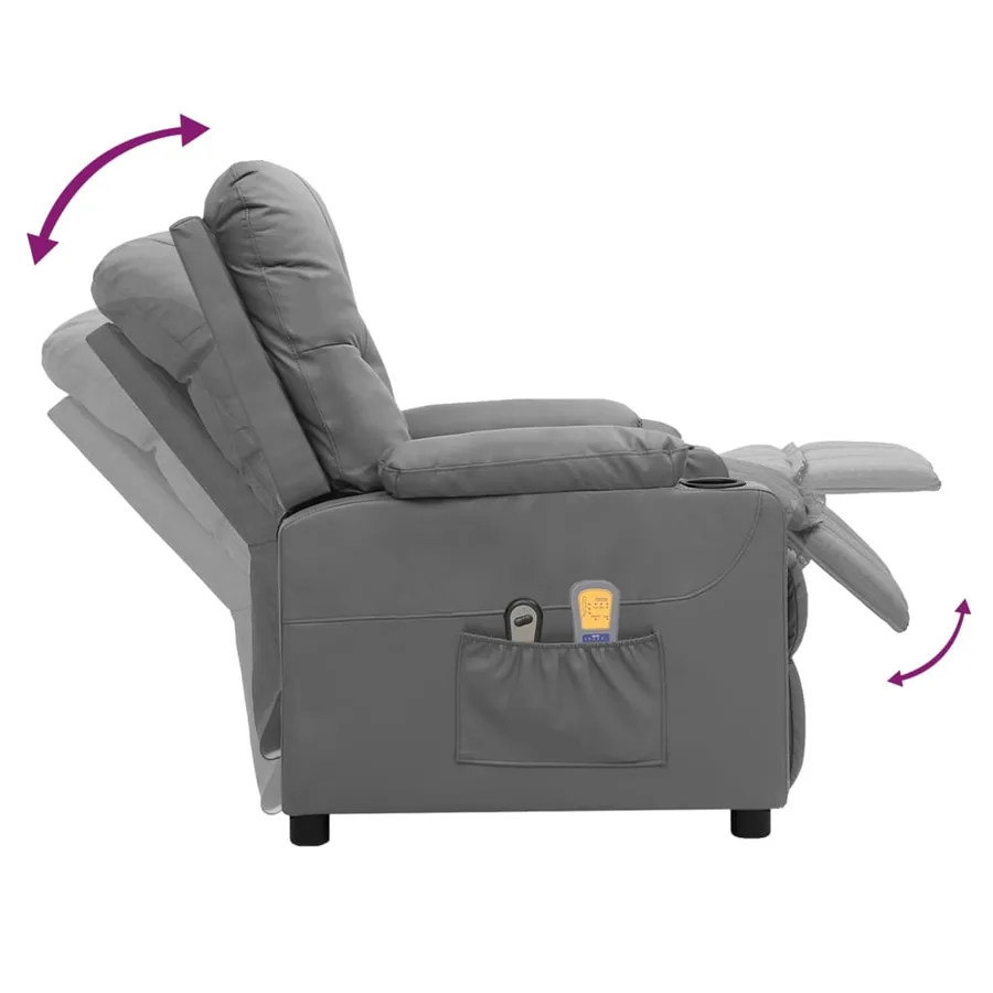 Fauteuil de massage électrique Gris Similicuir - 6
