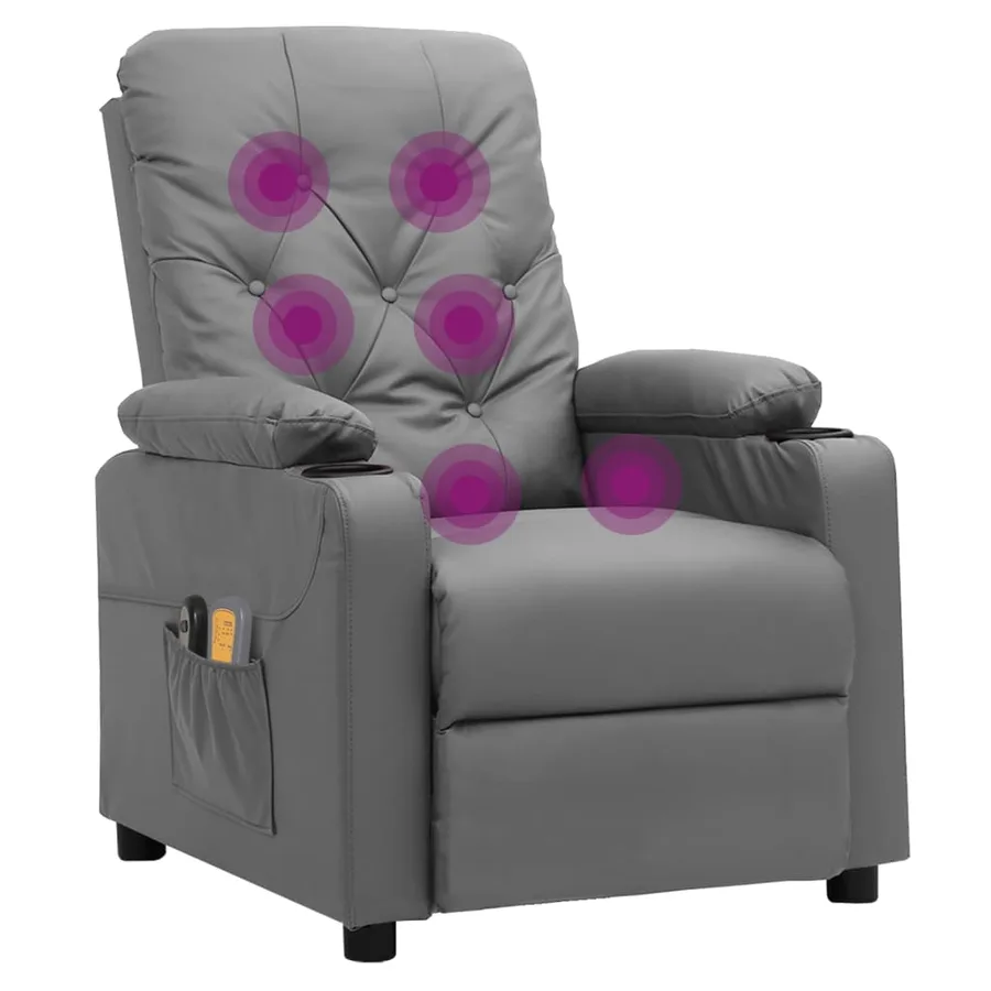 Fauteuil de massage électrique Gris Similicuir - 7