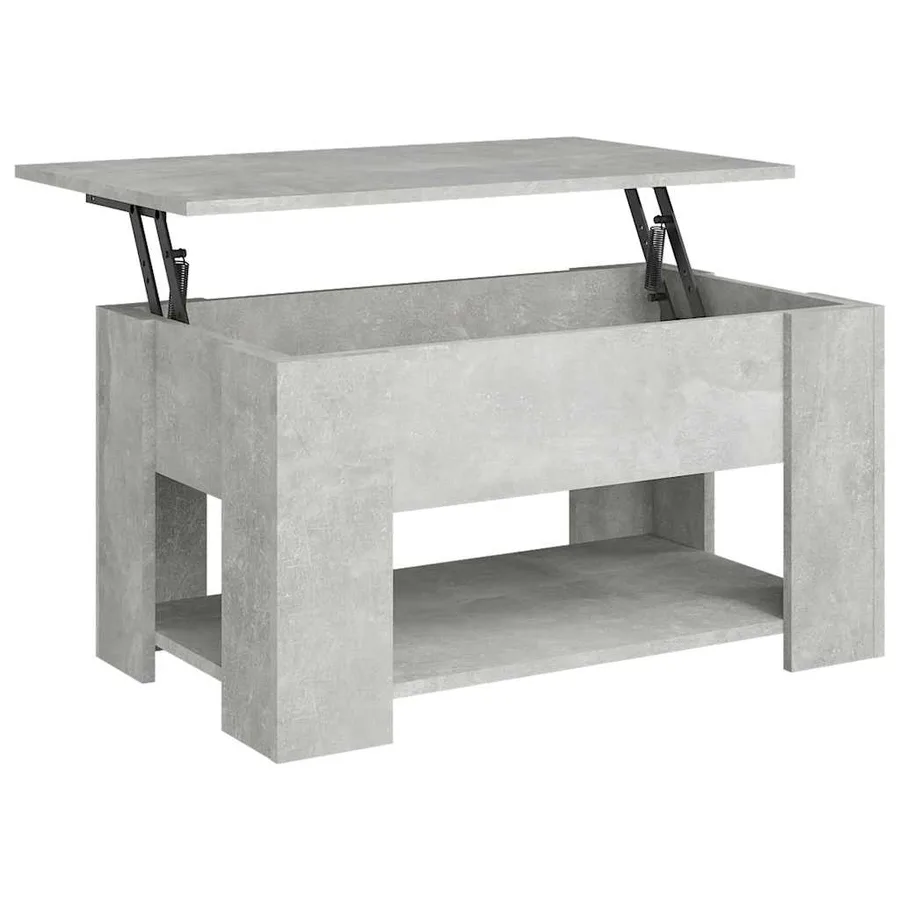 Table basse gris béton 79x49x41 cm bois d'ingénierie - 2