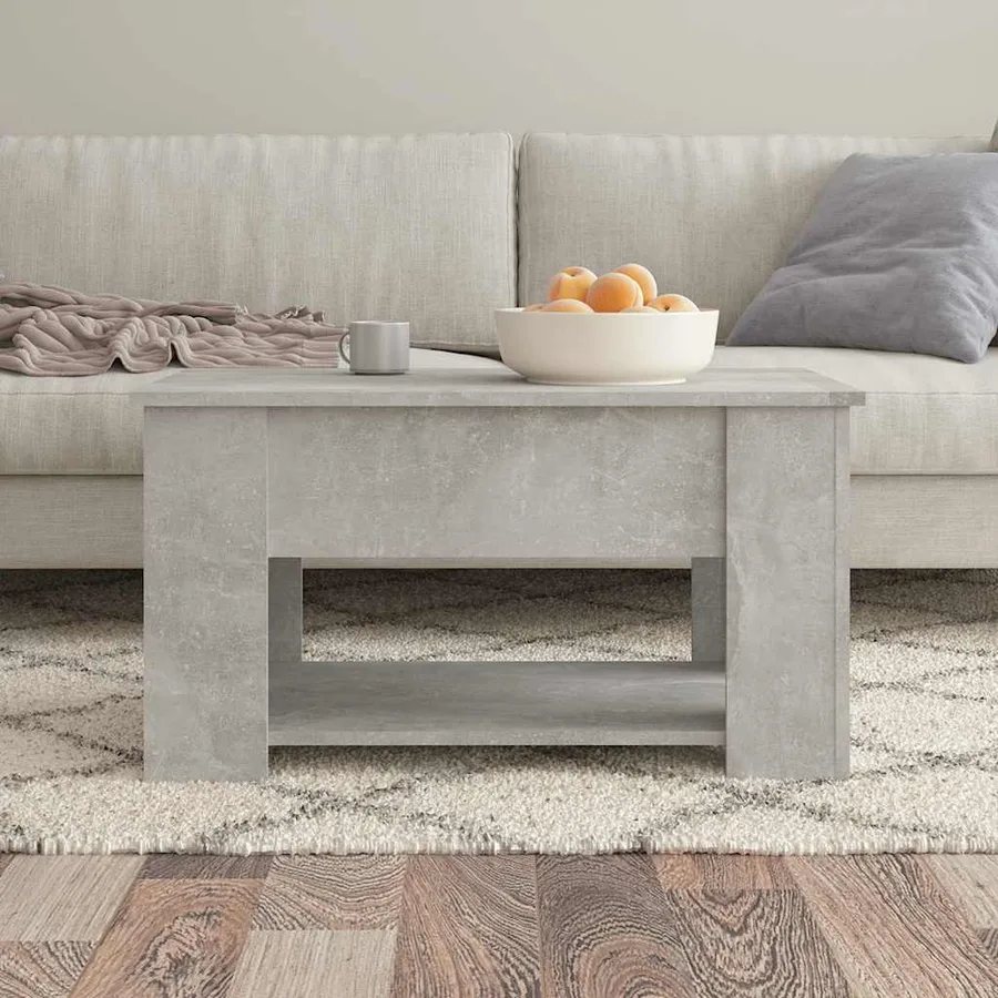 Table basse gris béton 79x49x41 cm bois d'ingénierie - 3