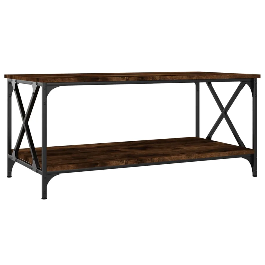Table basse Chêne fumé 100x50x45 cm Bois d'ingénierie et fer - 2