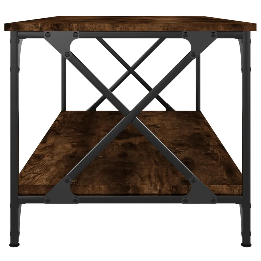 Table basse Chêne fumé 100x50x45 cm Bois d'ingénierie et fer - 5