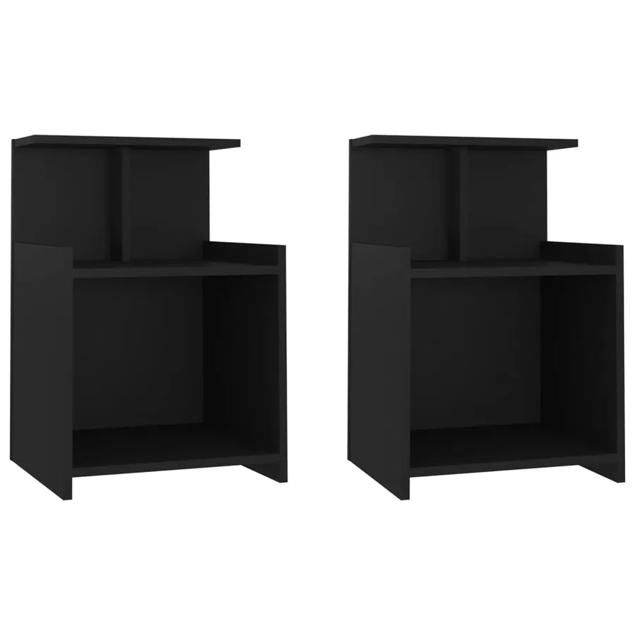 Tables de chevet 2 pcs Noir 40x35x60 cm Aggloméré - 2