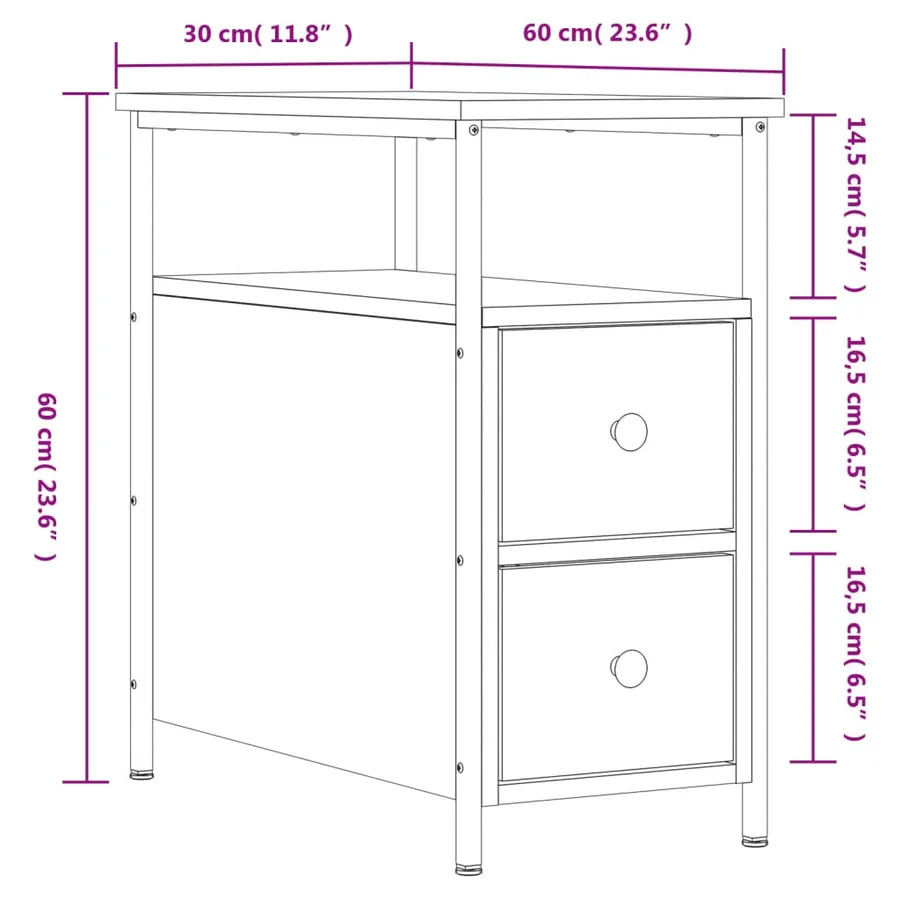 Tables de chevet 2 pcs chêne sonoma 30x60x60 cm bois ingénierie - 12