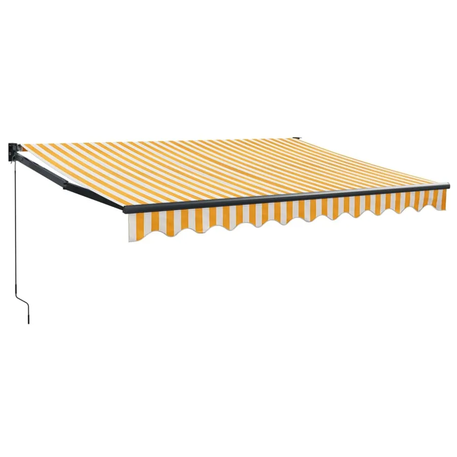 Auvent rétractable jaune et blanc 3,5x2,5 m tissu et aluminium - 2