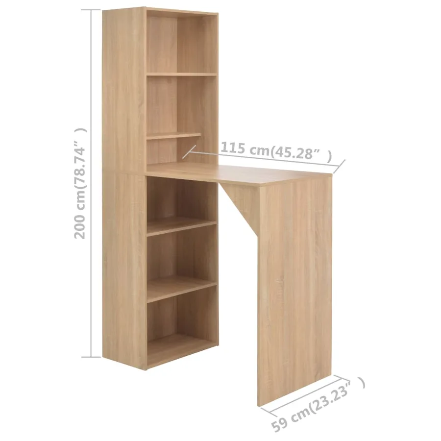 Table de bar avec armoire Chêne 115x59x200 cm - 6