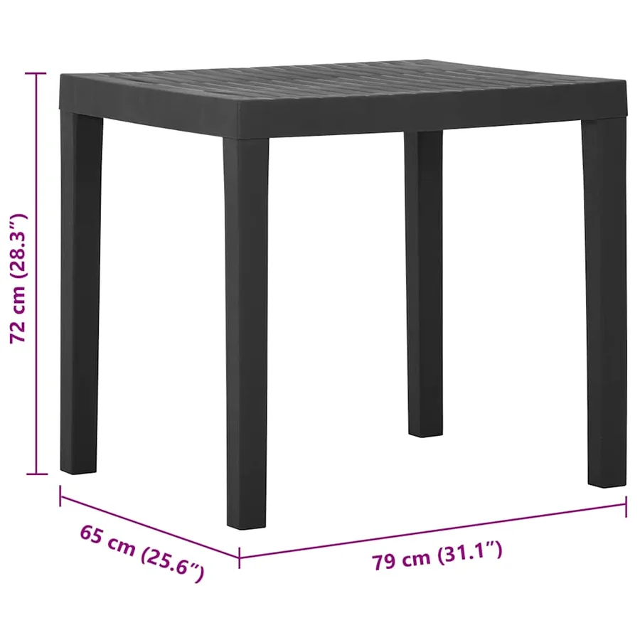 Table de jardin Gris 79x65x72 cm Plastique - 5