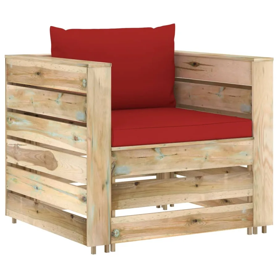 Salon de jardin 2 pcs avec coussins Bois imprégné de vert - 2