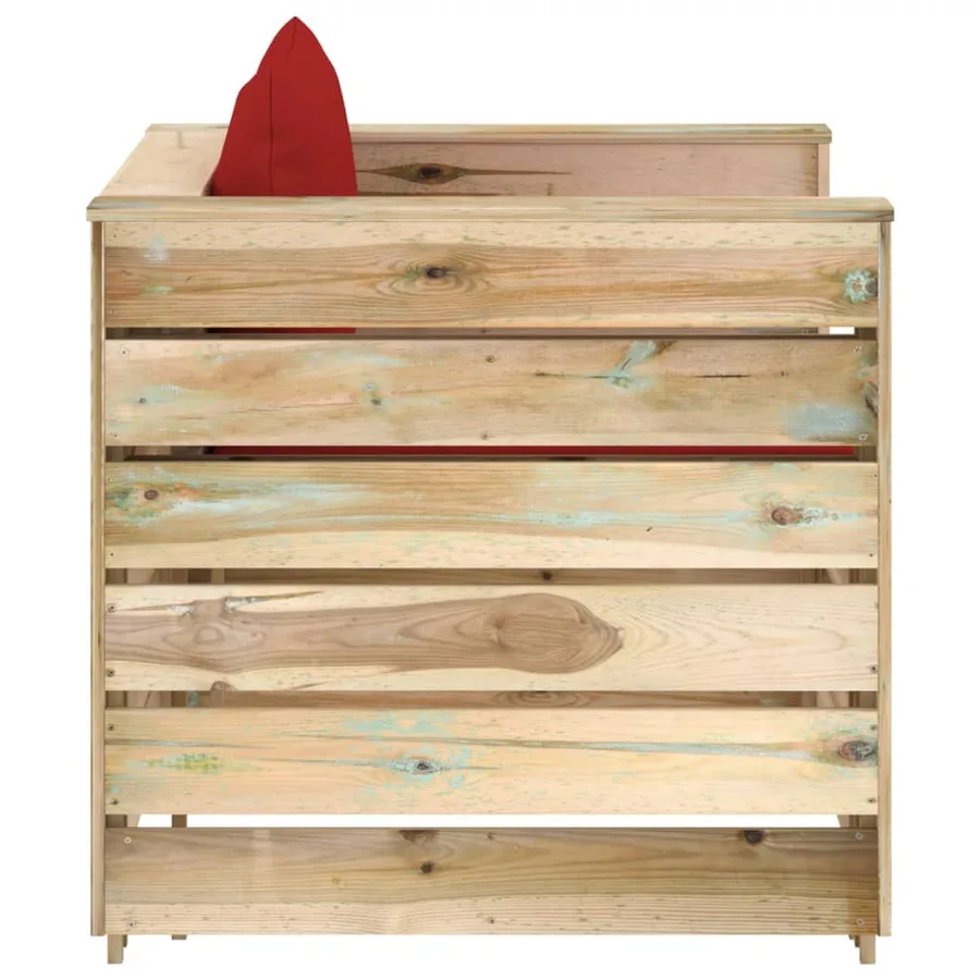 Salon de jardin 2 pcs avec coussins Bois imprégné de vert - 4