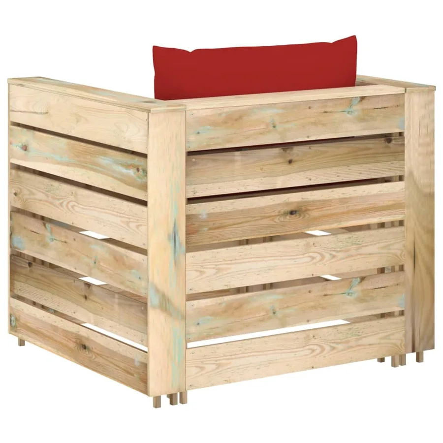Salon de jardin 2 pcs avec coussins Bois imprégné de vert - 5