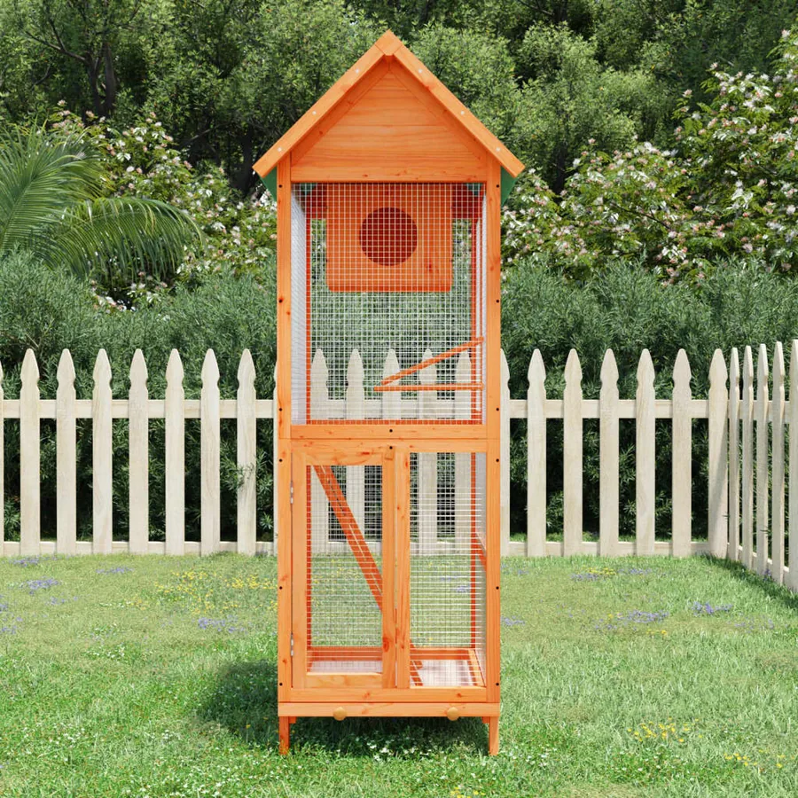 Maison à oiseaux marron 60x58,5x160 cm bois massif de pin