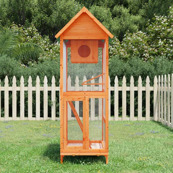 Maison à oiseaux marron 60x58,5x160 cm bois massif de pin
