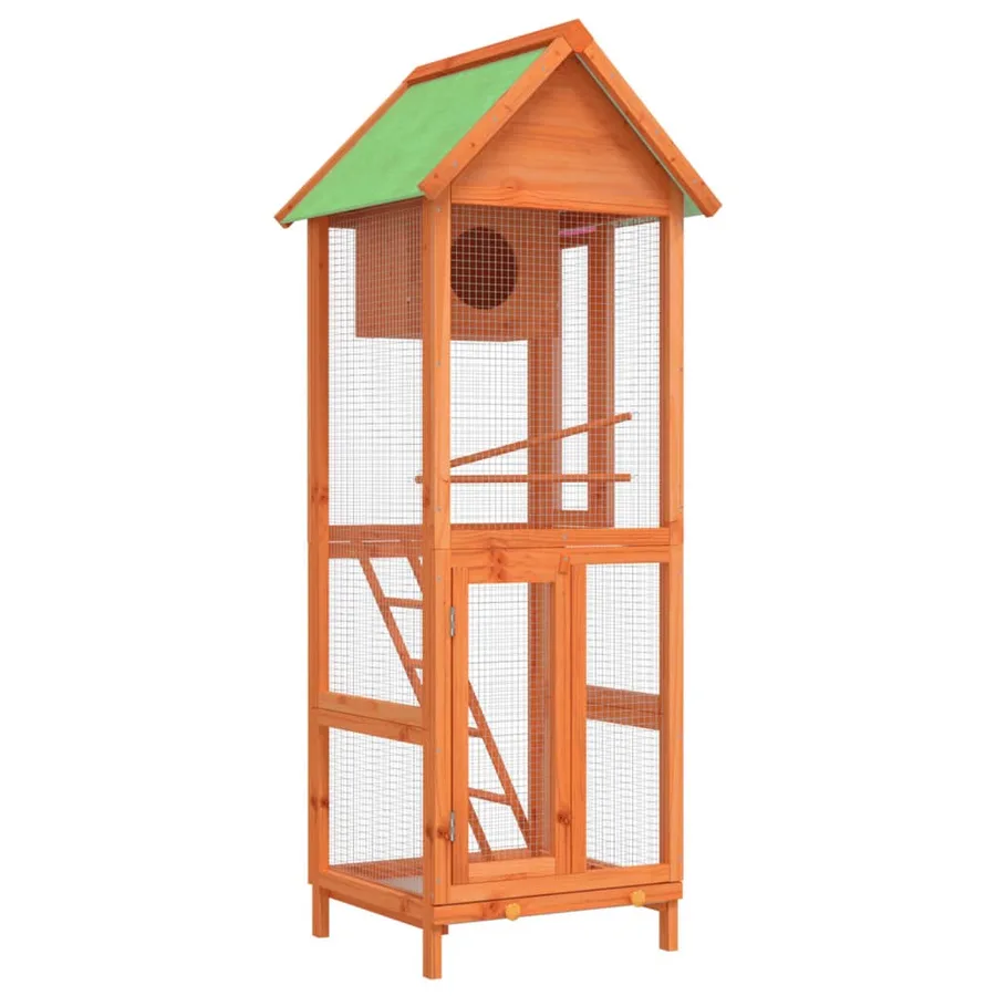 Maison à oiseaux marron 60x58,5x160 cm bois massif de pin - 2