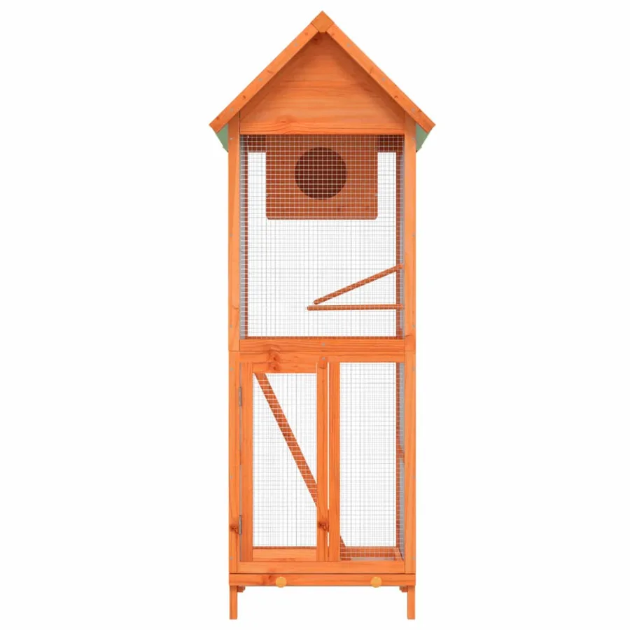 Maison à oiseaux marron 60x58,5x160 cm bois massif de pin - 3