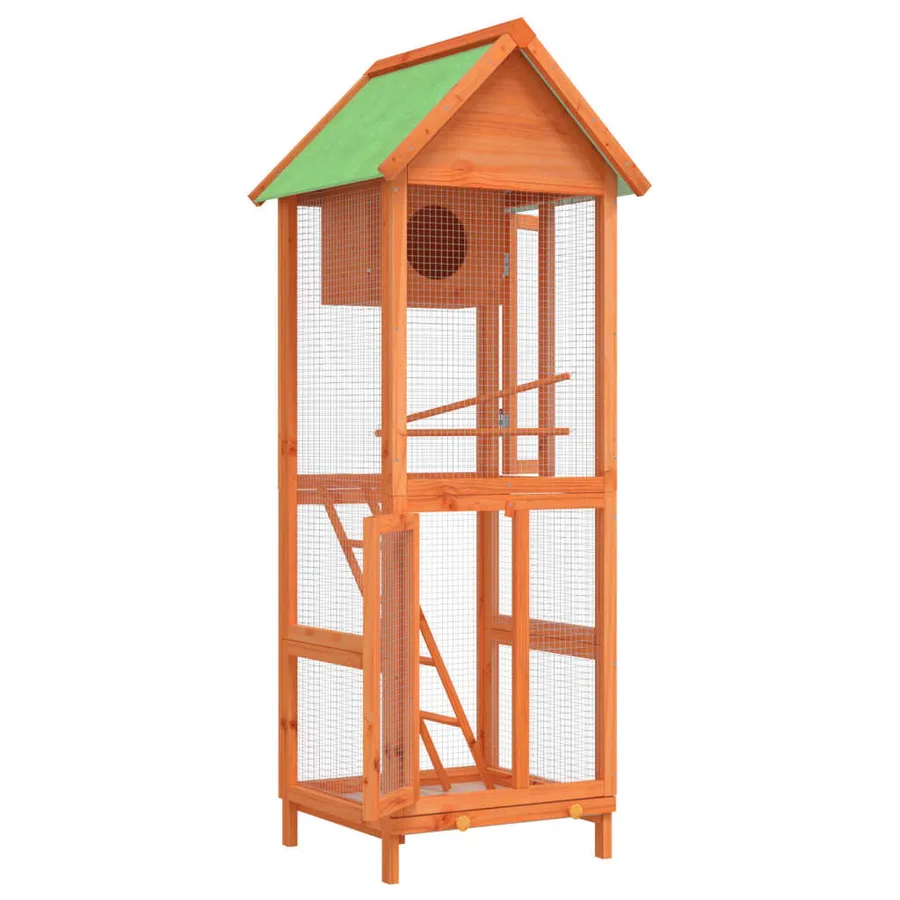 Maison à oiseaux marron 60x58,5x160 cm bois massif de pin - 4