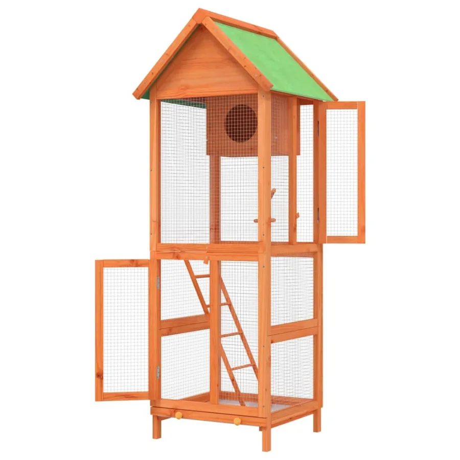 Maison à oiseaux marron 60x58,5x160 cm bois massif de pin - 6