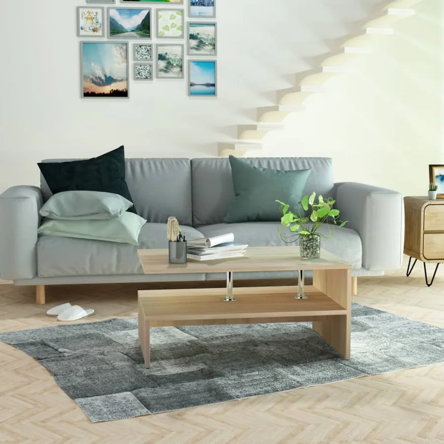 Table basse Bois d'ingénierie 90x59x42 cm Chêne - 5