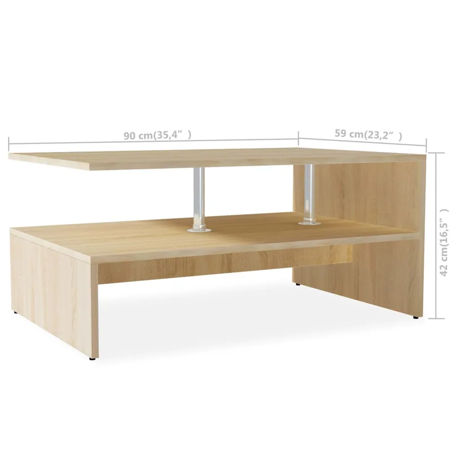 Table basse Bois d'ingénierie 90x59x42 cm Chêne - 6