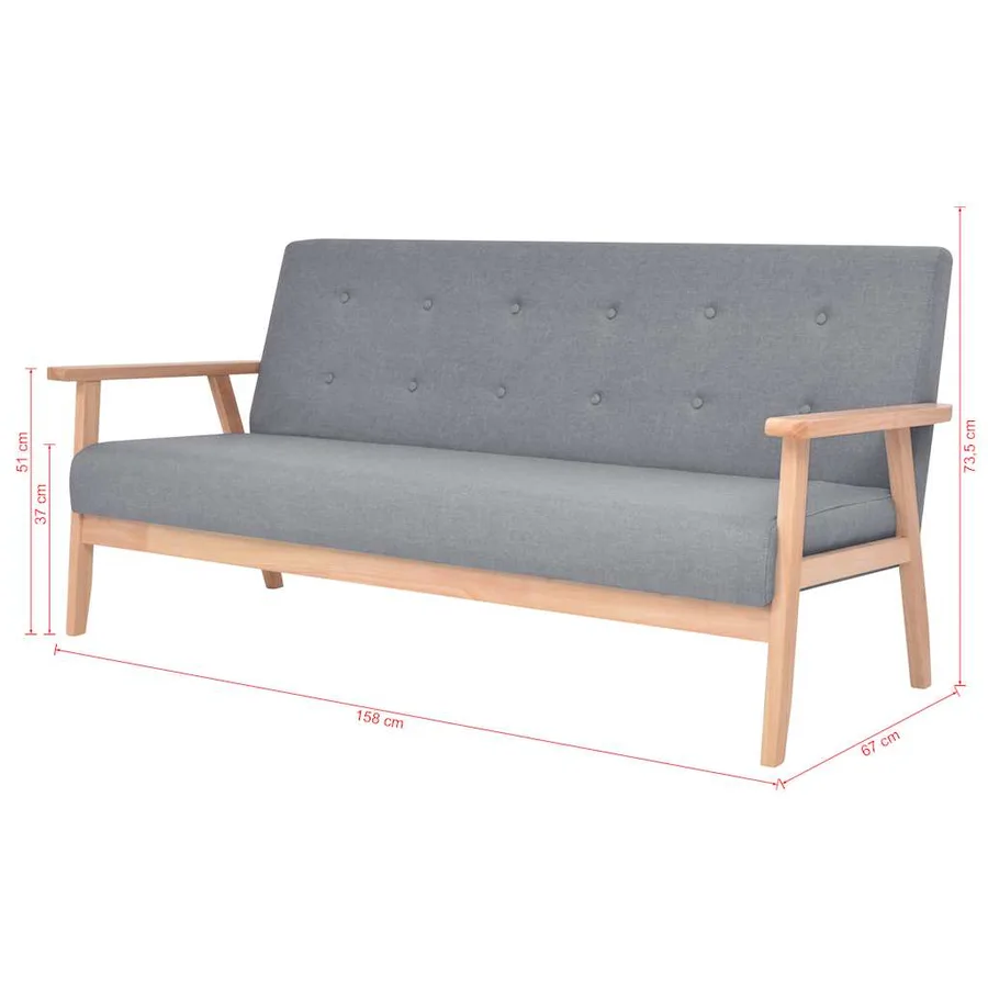 Ensemble de canapés 2 pcs Tissu Gris clair - 9