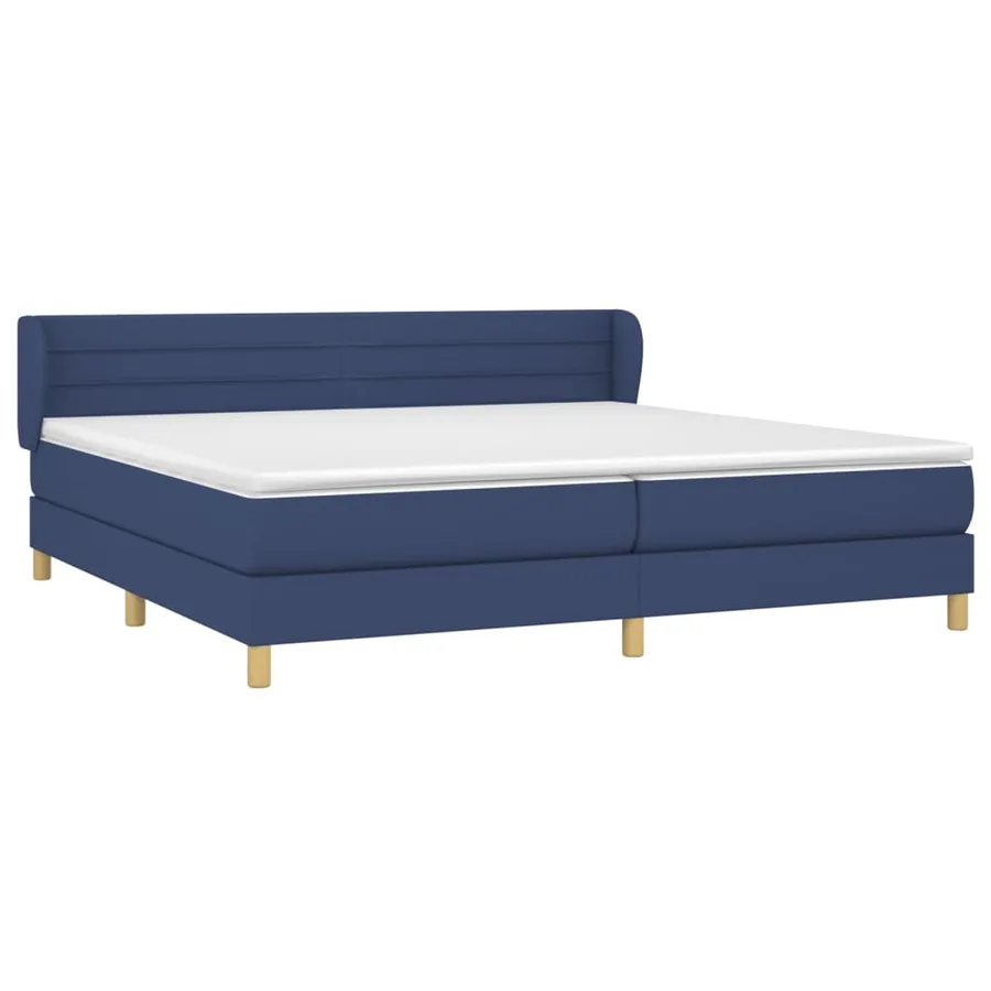 Sommier à lattes de lit avec matelas Bleu 200x200 cm Tissu - 3