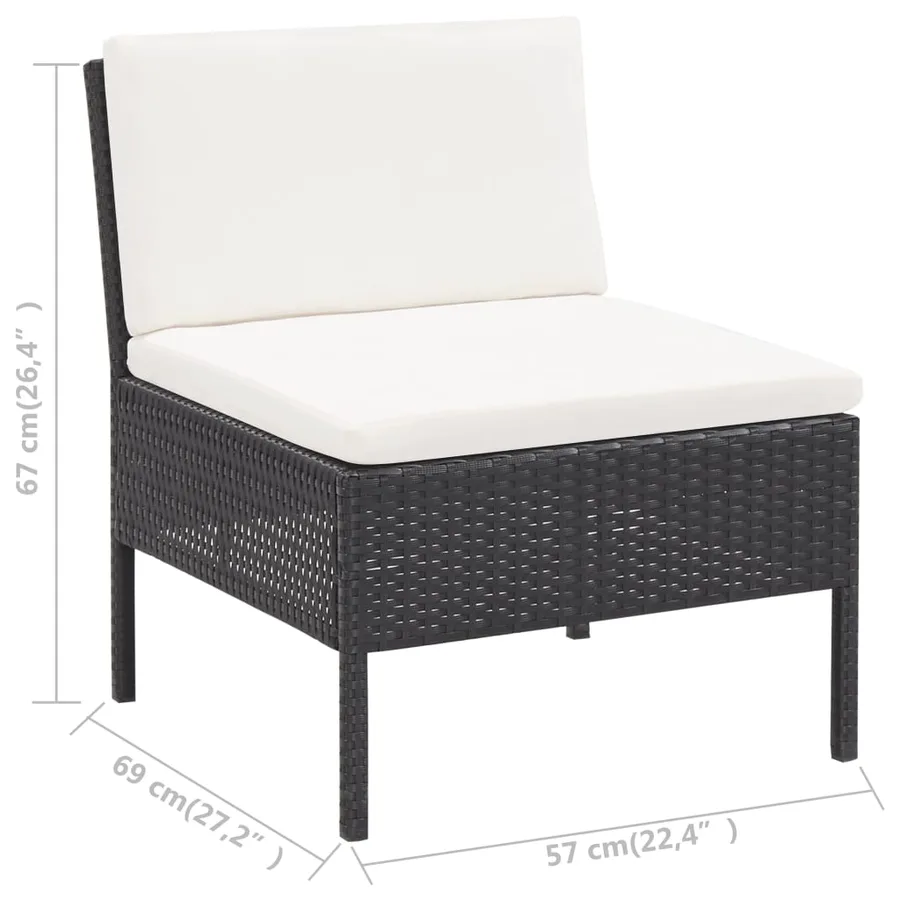 Salon de jardin 5 pcs avec coussins résine tressée noir - 12