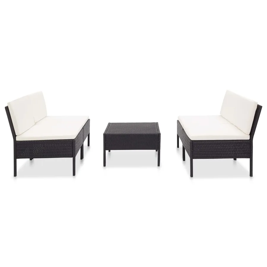 Salon de jardin 5 pcs avec coussins résine tressée noir - 2