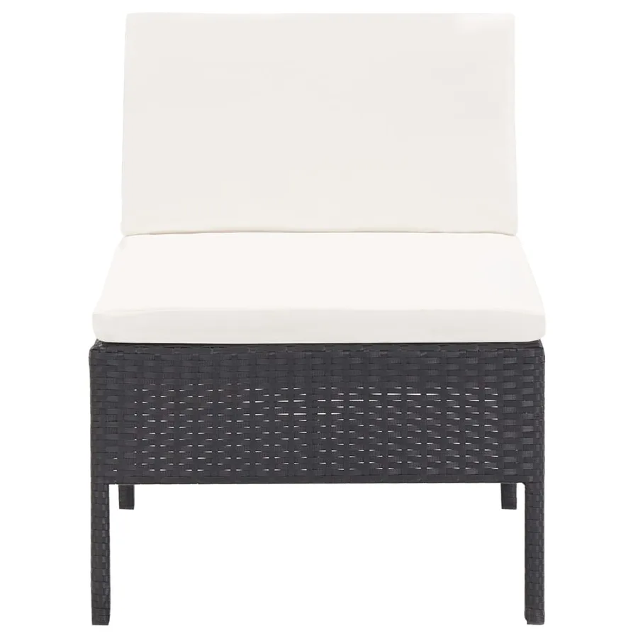 Salon de jardin 5 pcs avec coussins résine tressée noir - 4