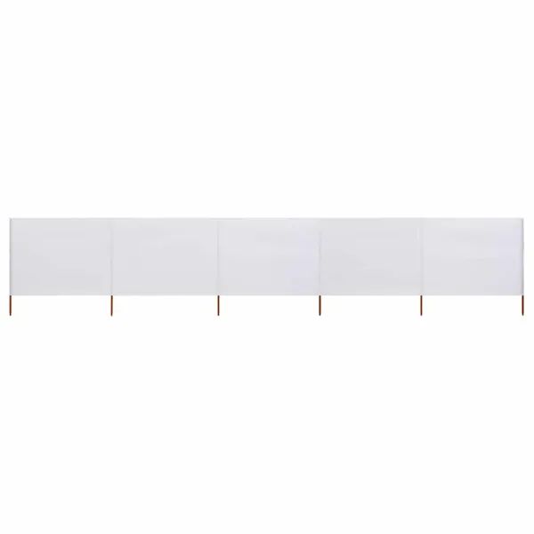 Paravent 5 panneaux Tissu 600 x 160 cm Blanc sable
