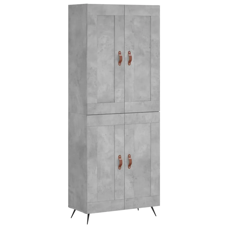 Buffet haut Gris béton 69,5x34x180 cm Bois d'ingénierie - 2