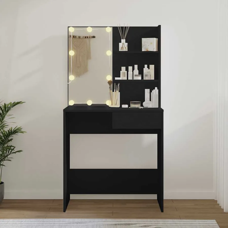 Coiffeuse avec LED noir 74,5x40x141 cm - 3
