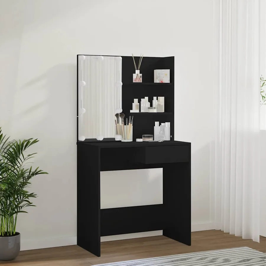 Coiffeuse avec LED noir 74,5x40x141 cm - 4