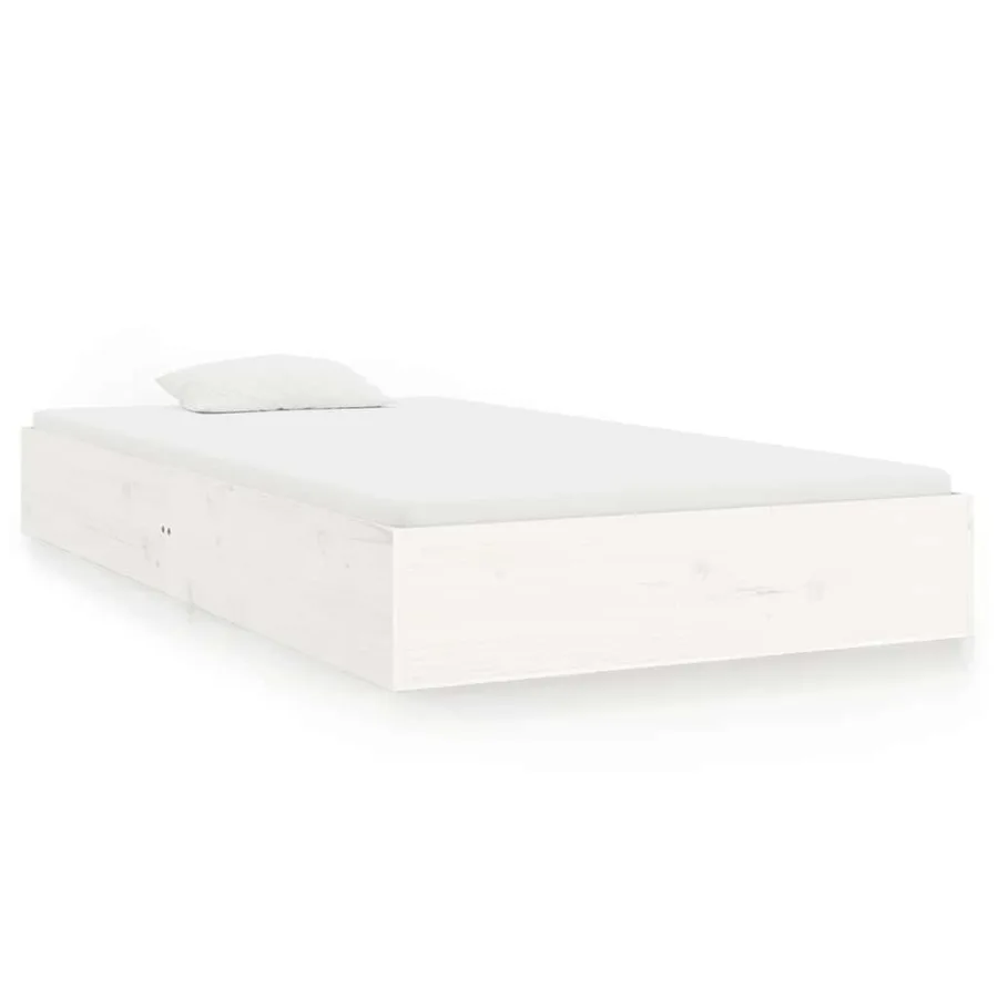 Cadre de lit sans matelas blanc bois massif 100x200 cm - 2