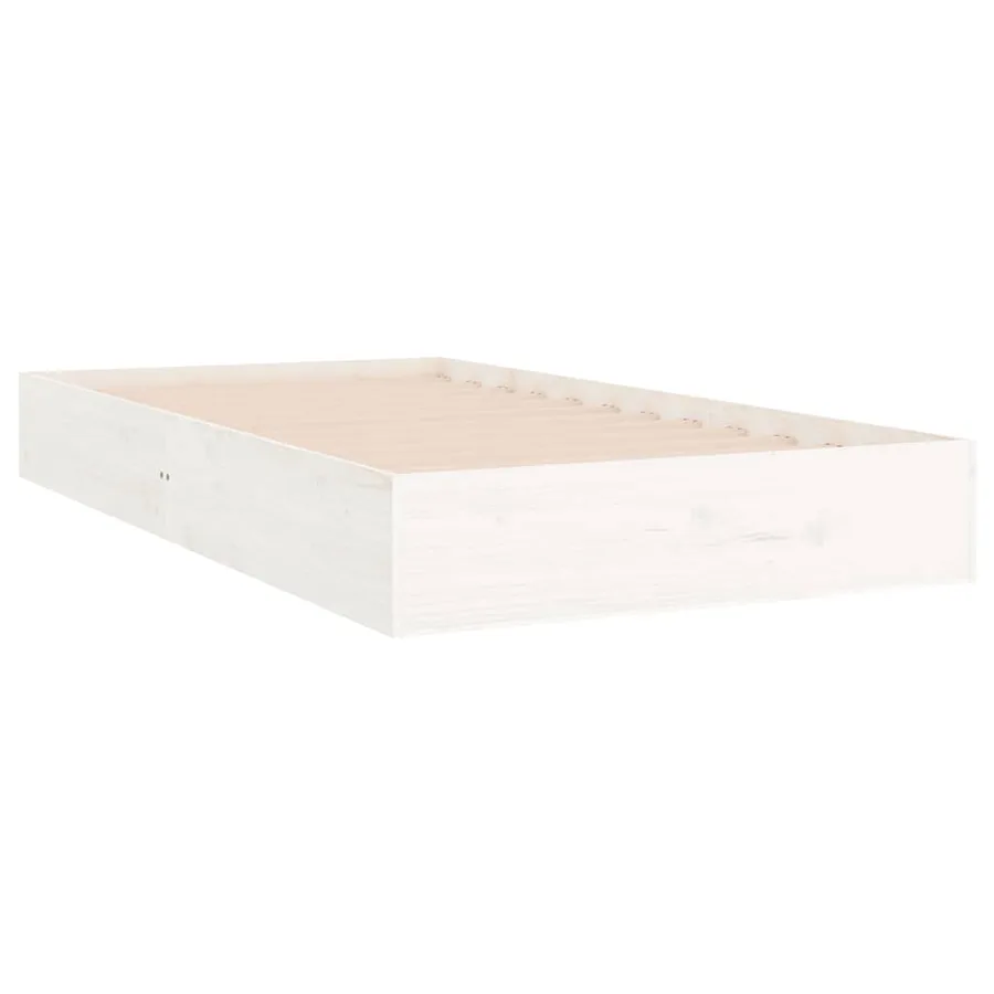 Cadre de lit sans matelas blanc bois massif 100x200 cm - 3