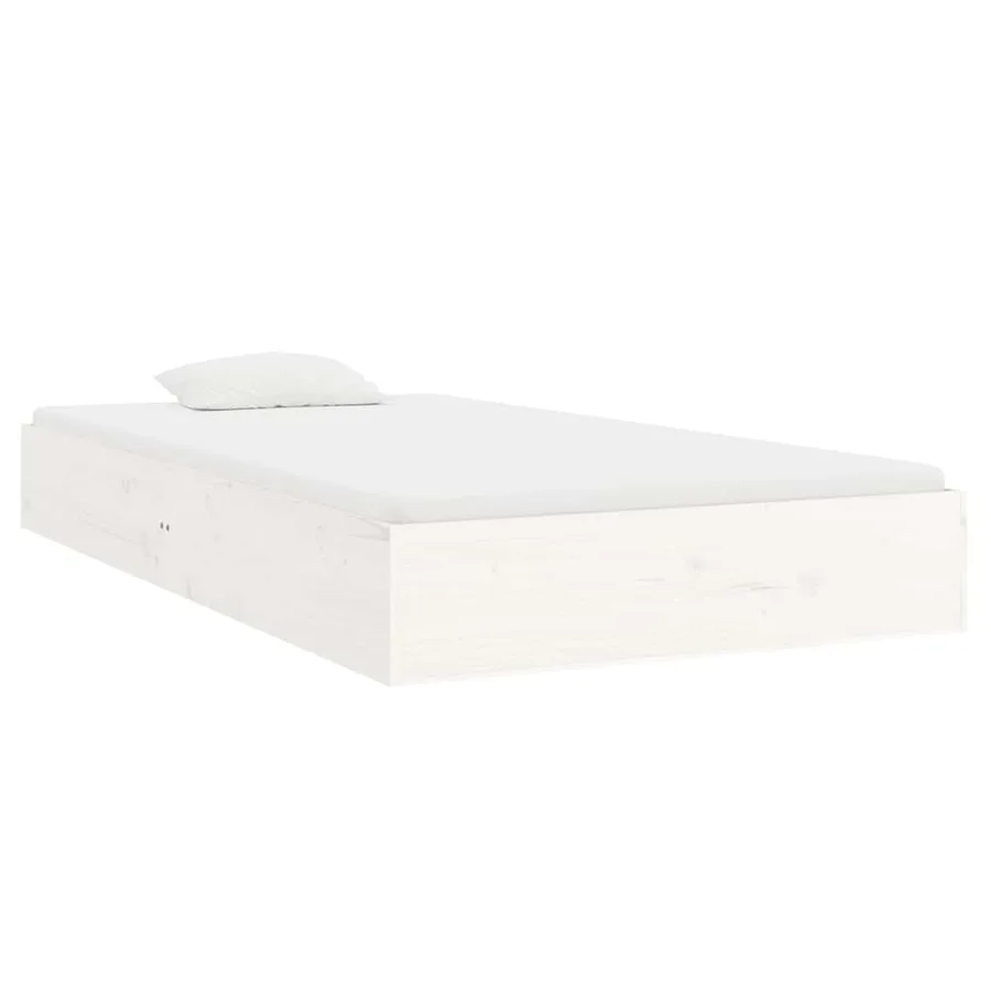 Cadre de lit sans matelas blanc bois massif 100x200 cm - 4