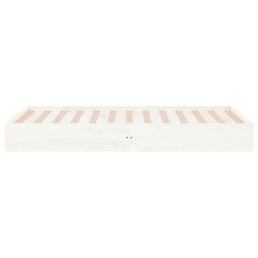 Cadre de lit sans matelas blanc bois massif 100x200 cm - 6