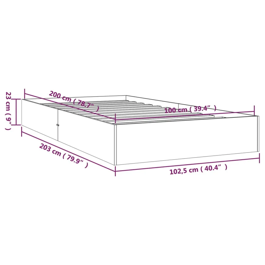 Cadre de lit sans matelas blanc bois massif 100x200 cm - 9