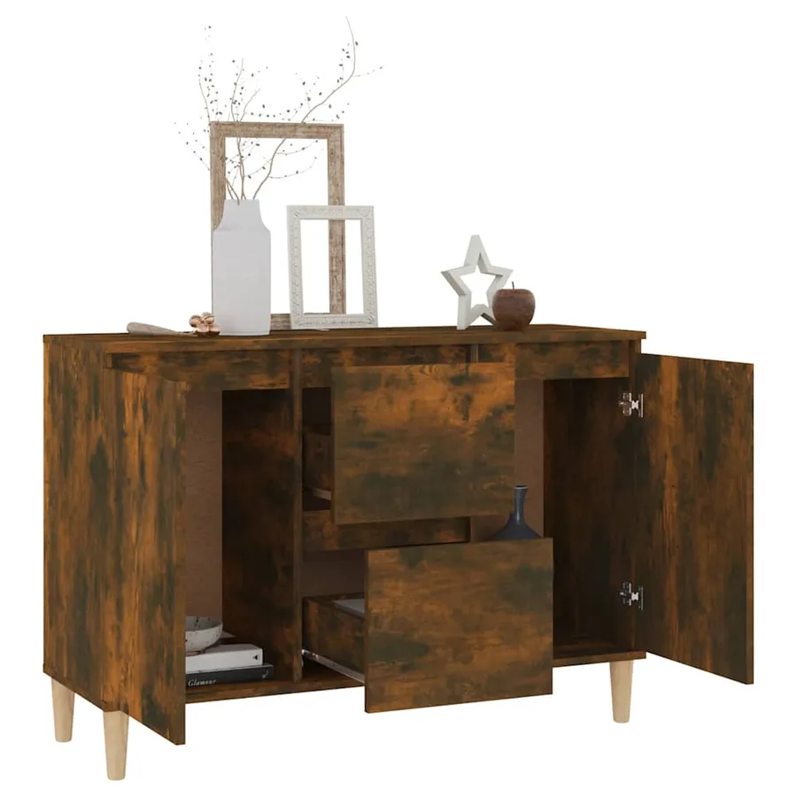 Buffet Chêne fumé 101x35x70 cm Bois d'ingénierie - 6