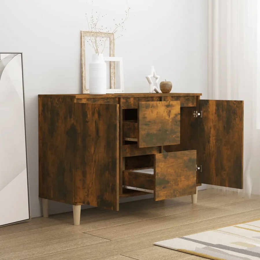Buffet Chêne fumé 101x35x70 cm Bois d'ingénierie - 7