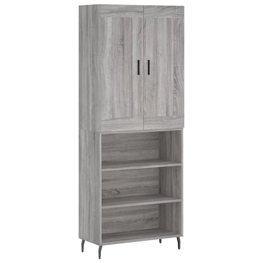 Buffet haut Sonoma gris 69,5x34x180 cm Bois d'ingénierie - 2