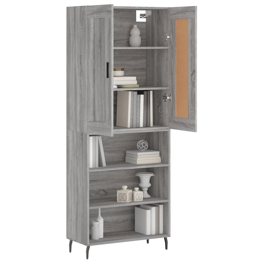 Buffet haut Sonoma gris 69,5x34x180 cm Bois d'ingénierie - 3
