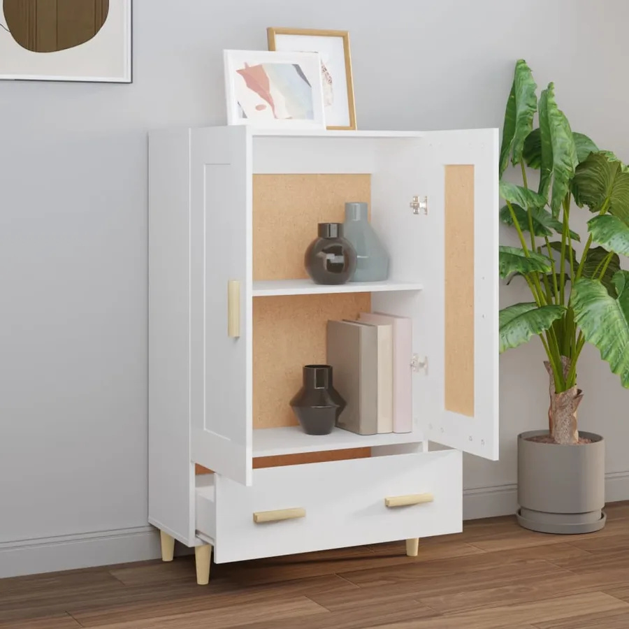 Buffet haut Blanc 70x31x115 cm Bois d'ingénierie - 3