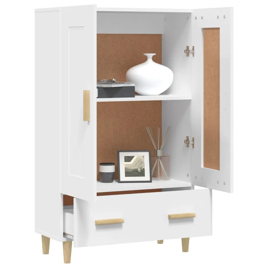 Buffet haut Blanc 70x31x115 cm Bois d'ingénierie - 4