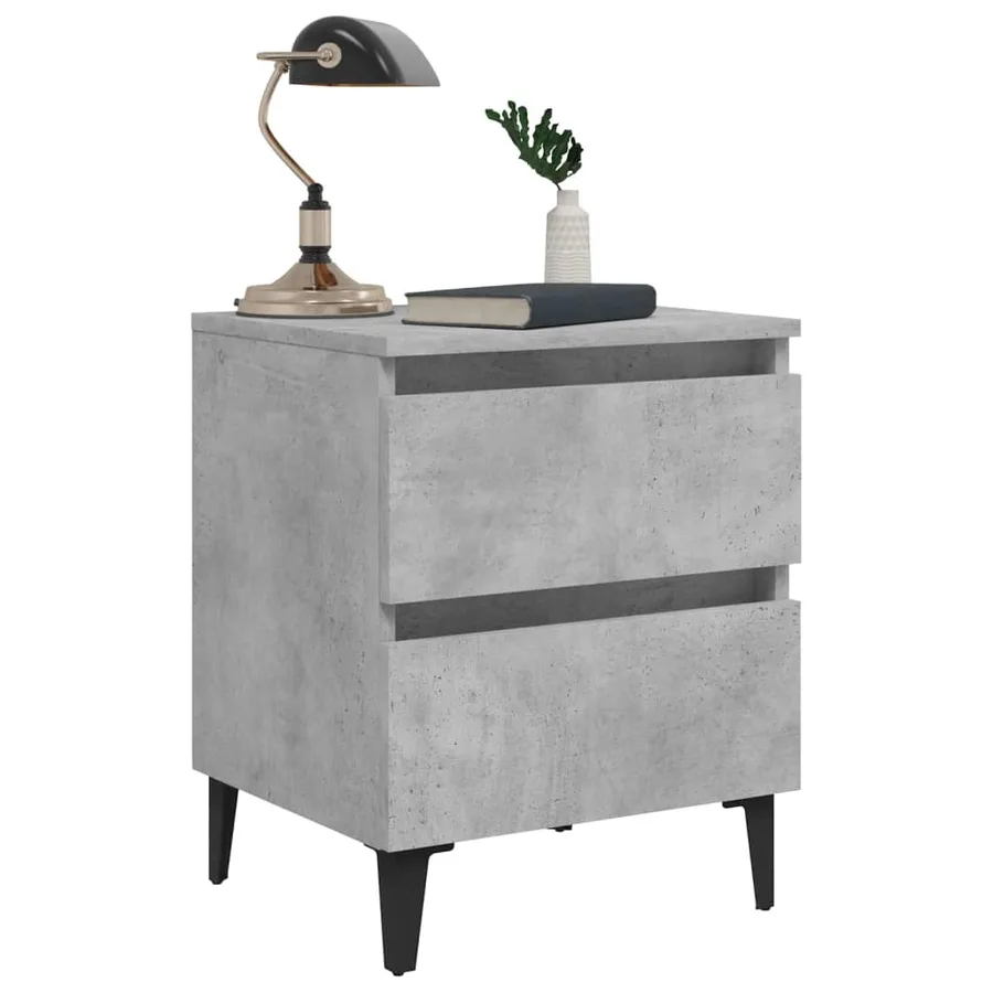 Tables de chevet 2 pcs gris béton 40x35x50 cm bois d'ingénierie - 8